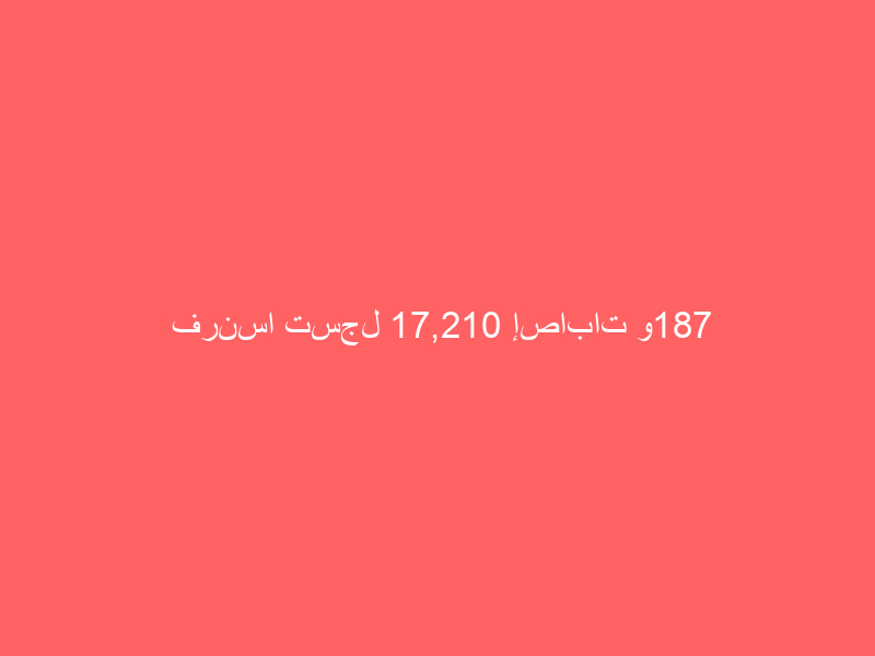 فرنسا تسجل 17,210 إصابات و187 حالة وفاة إضافية بفيروس كورونا