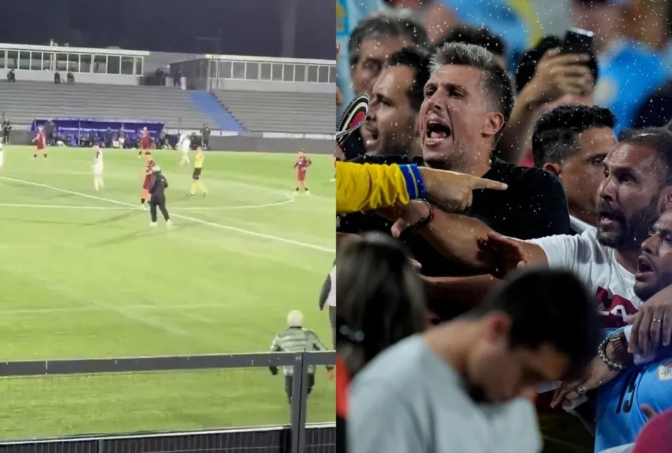 مشهد صادم في أوروغواي.. جماهير تقتحم الملعب وتعتدي على لاعبي فريقها والحارس يتدخل للدفاع مشهد صادم في أوروغواي.. جماهير تقتحم الملعب وتعتدي على لاعبي فريقها والحارس يتدخل للدفاع