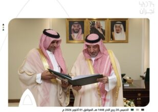 أمير نجران يستقبل مدير مركز التواصل الحضاري ويشيد ببرامجه