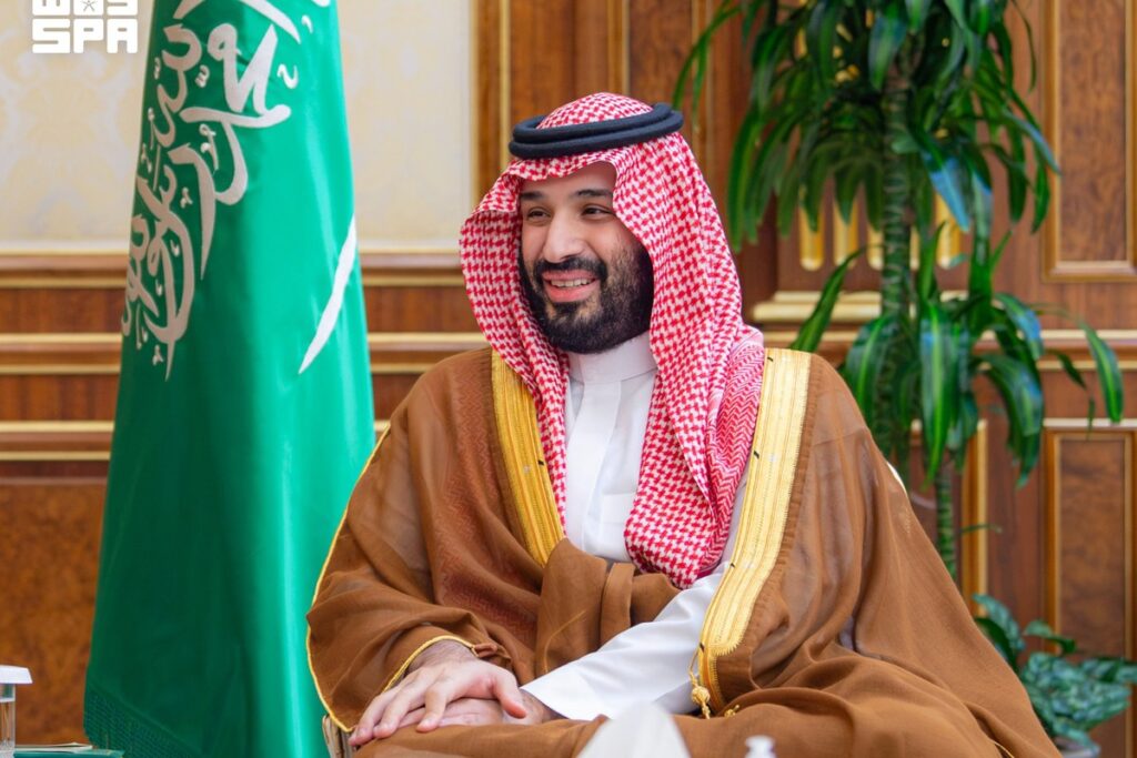 صاحب السمو الملكي الأمير محمد بن سلمان ولي العهد رئيس مجلس الوزراء خلال الاستقبال في قصر اليمامة بالرياض