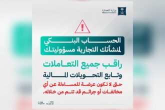 إنفوجرافيك وزارة التجارة عن مسؤولية مالك المنشأة عن حسابها البنكي