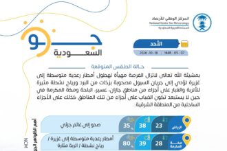 نشرة المركز الوطني للأرصاد لحالة الطقس المتوقعة يوم الأحد وتشمل منطقة الباحة