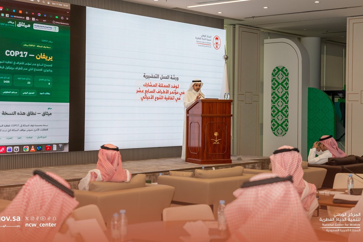 الرئيس التنفيذي للمركز الوطني لتنمية الحياة الفطرية خلال ورشة عمل استعدادًا لمؤتمر COP17 - من حساب المركز في X