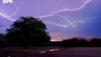 البرق في سماء الباحة - ومضات البرق فوق الأشجار مساء اليوم